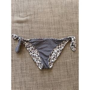Tezenis Reversible Floral Tie Side Bikini Bottoms Navy White Resortwear Size S